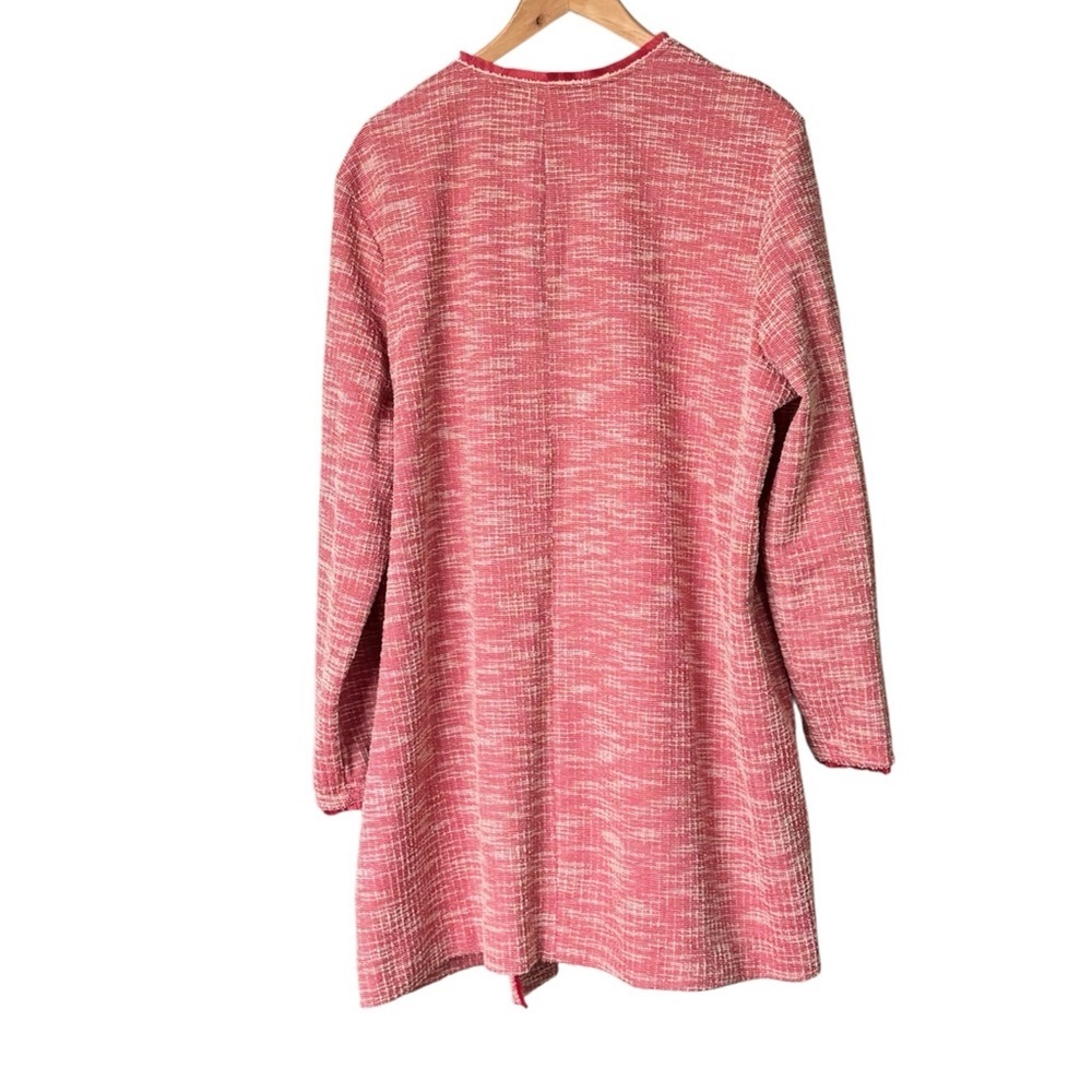 Isaac Mizrahi Pink Boucle Open Front Cardigan Blazer Jacket Sz 2X - Picture 7 of 10